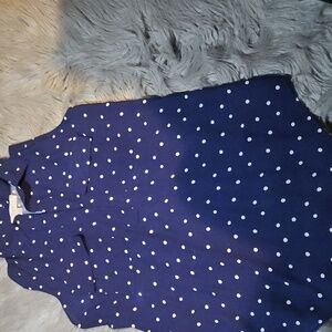 LOFT Navy Polka Dot Sleeveless Blouse
